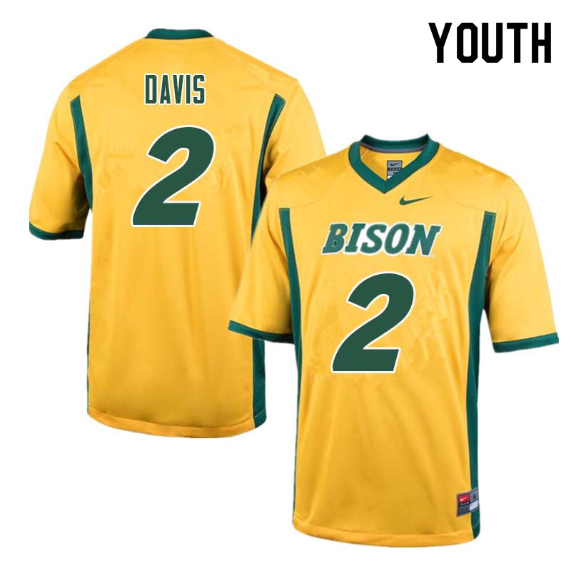 Youth #2 Dom Davis North Dakota State Bison College Football Jerseys Sale-Yellow
